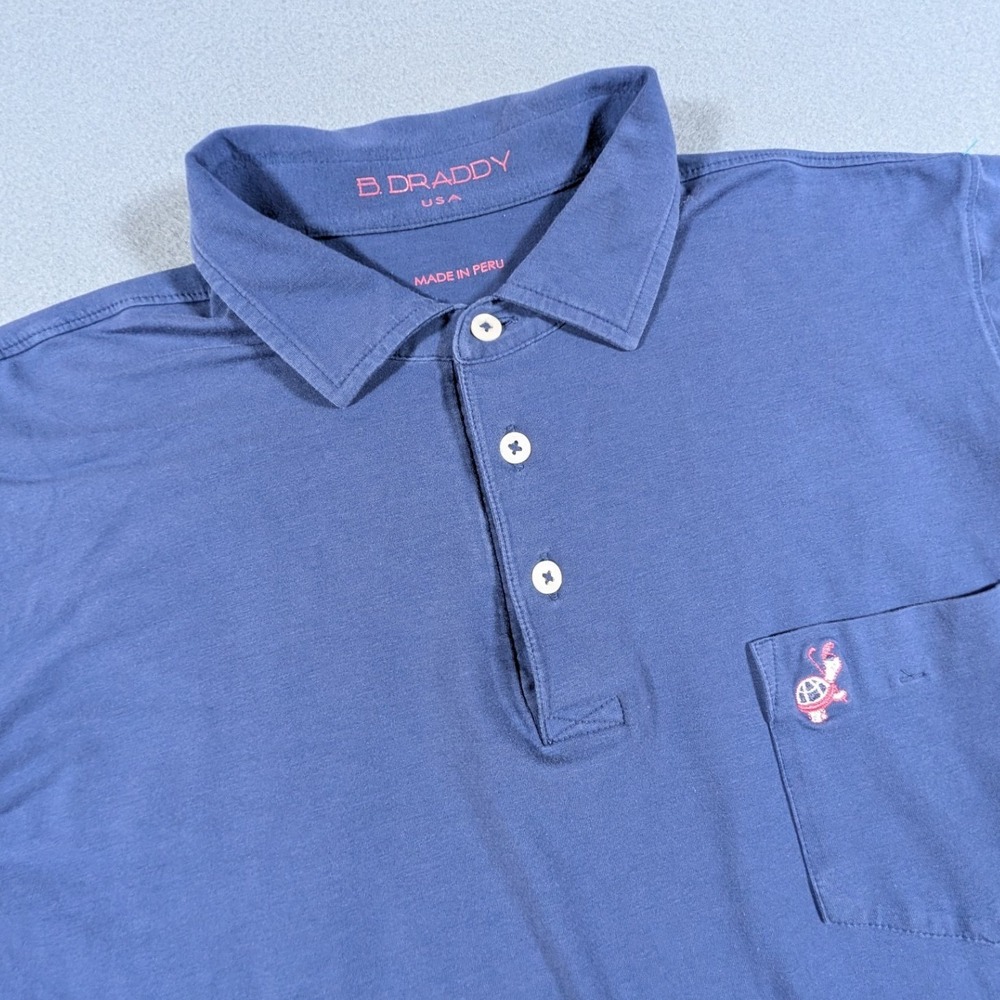 B. Draddy Polo Shirt Mens Size Small Blue Short Sleeve Pocket Turtle